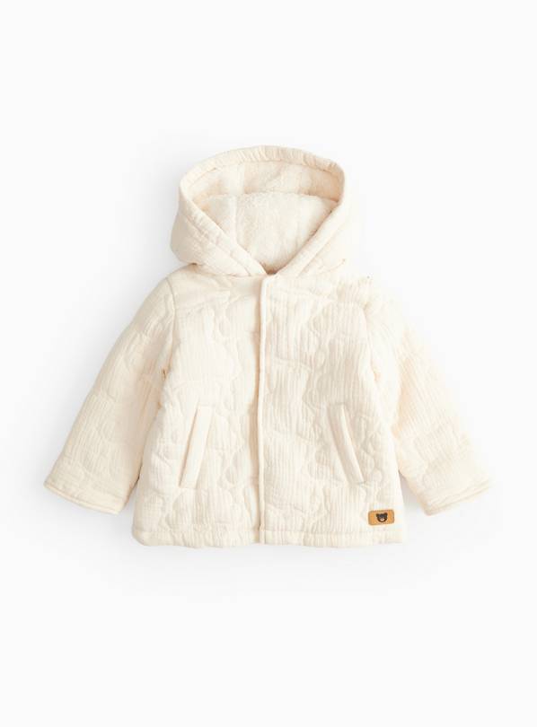 Cream Quilted Faux Fur Lined Jacket 6-9 months